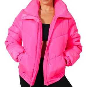 Hot pink puff jacket